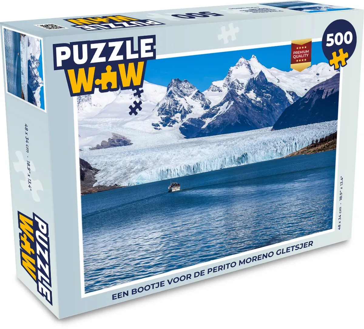 PuzzleWow Legpuzzel Een bootje voor de Perito Moreno gletsjer 500 Stuks