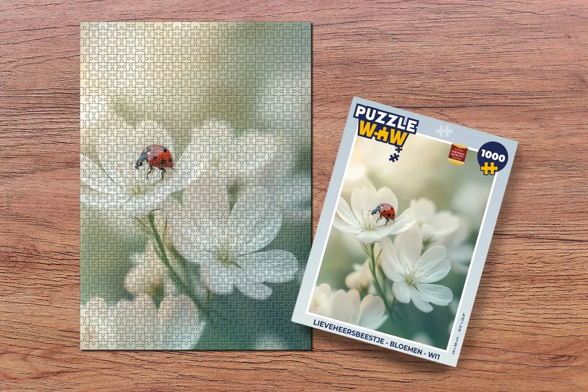 PuzzleWow Lieveheersbeestje Puzzel 1000 Stuks - Wit