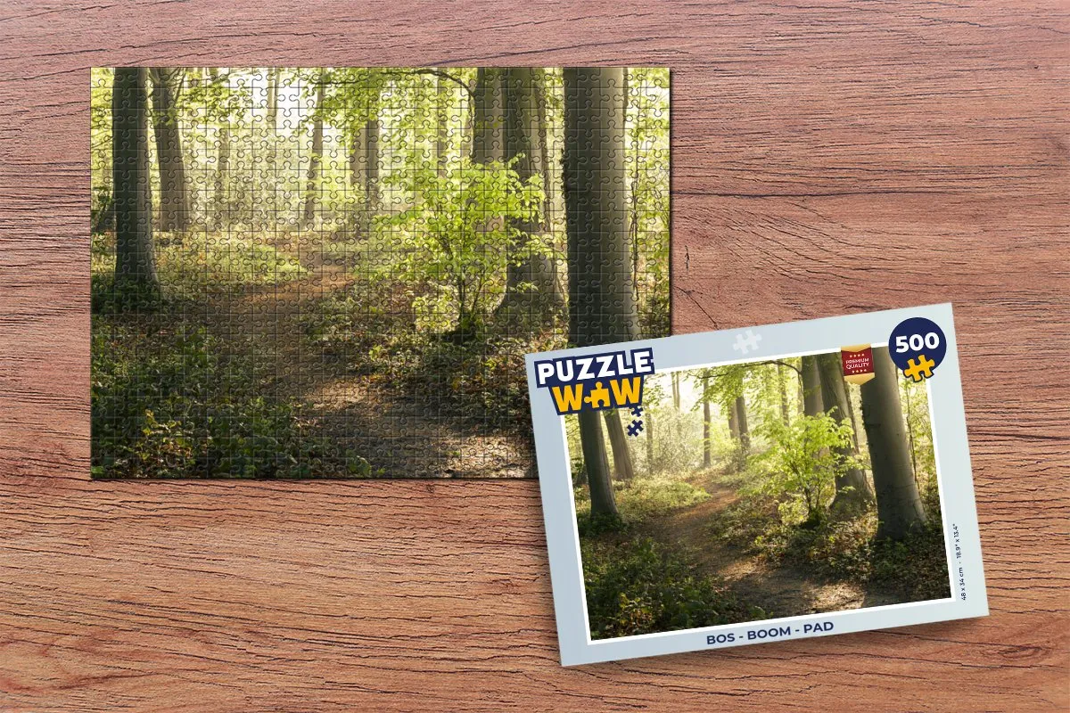 PuzzleWow Bos Bomen Pad Zon Planten Bladeren Natuur Legpuzzel 500 Stuks - Multicolor