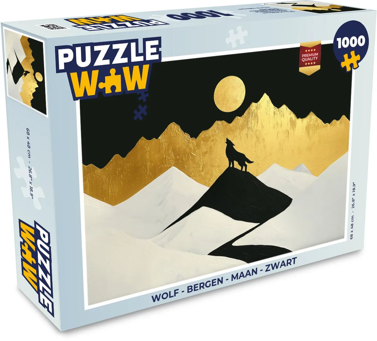 PuzzleWow Bergen Maan Legpuzzel 1000 Stuks - Zwart