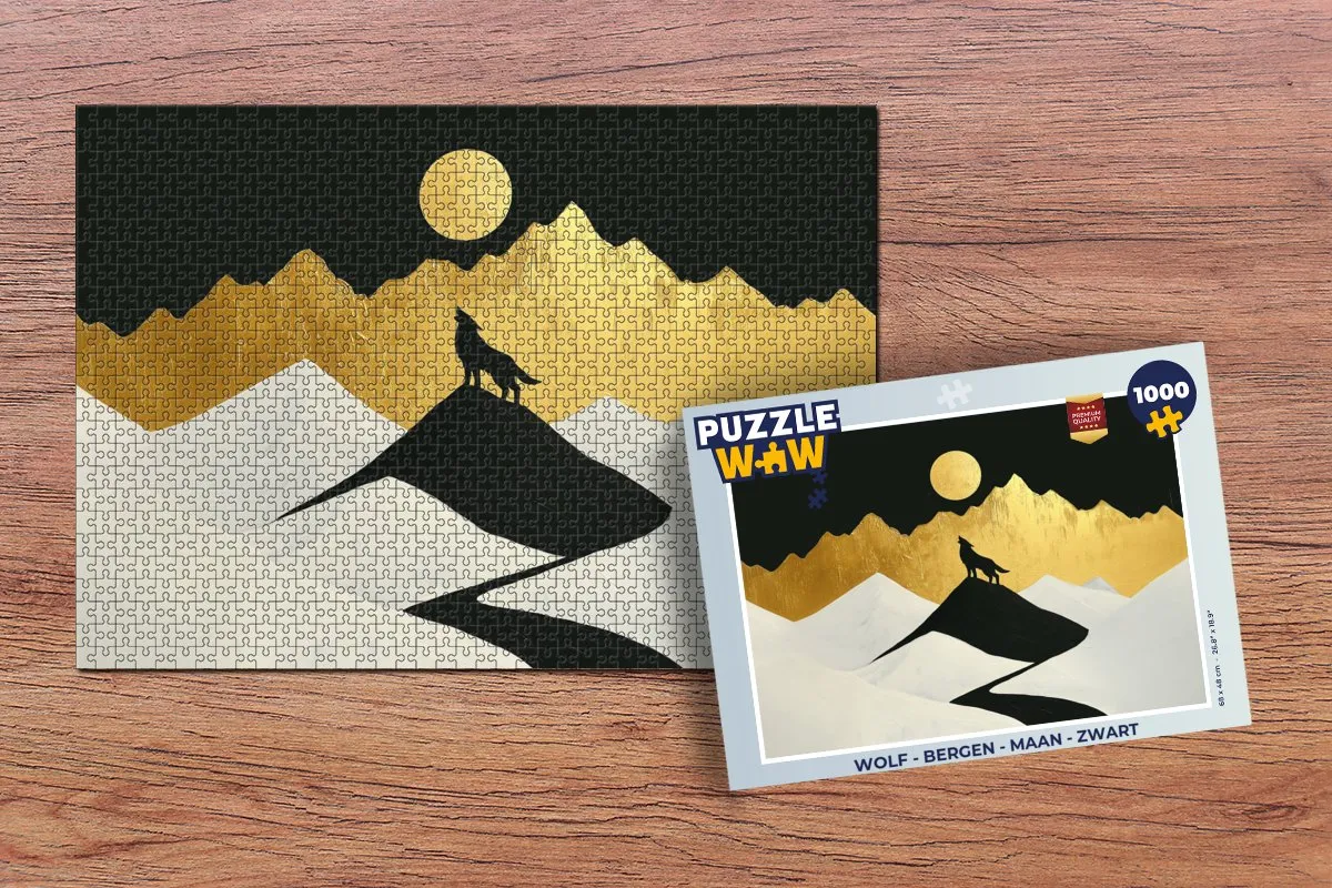 PuzzleWow Bergen Maan Legpuzzel 1000 Stuks - Zwart