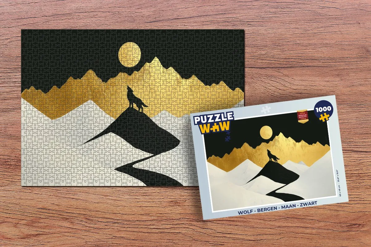 PuzzleWow Bergen Maan Legpuzzel 1000 Stuks - Zwart
