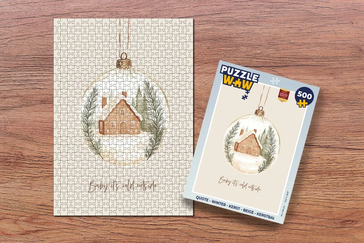 PuzzleWow Kerstbal Legpuzzel 500 Stuks - Beige