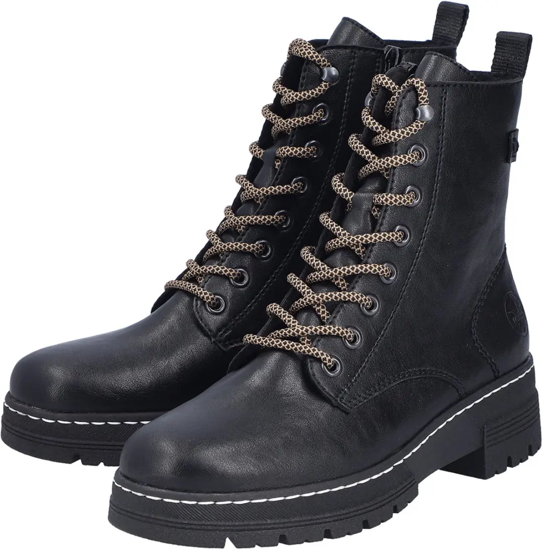 Rieker dames bikerboots enkellaars 73850-00 zwart