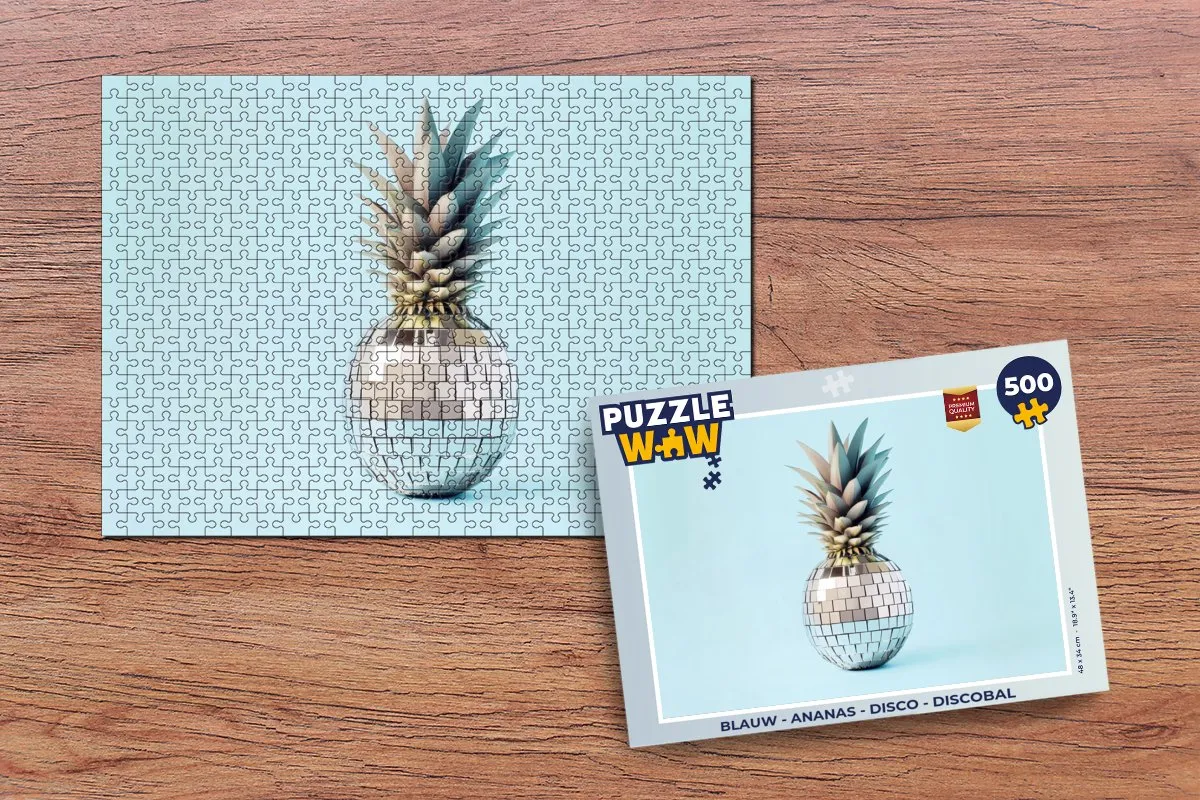 PuzzleWow Disco Ananas Legpuzzel 500 Stuks - Blauw
