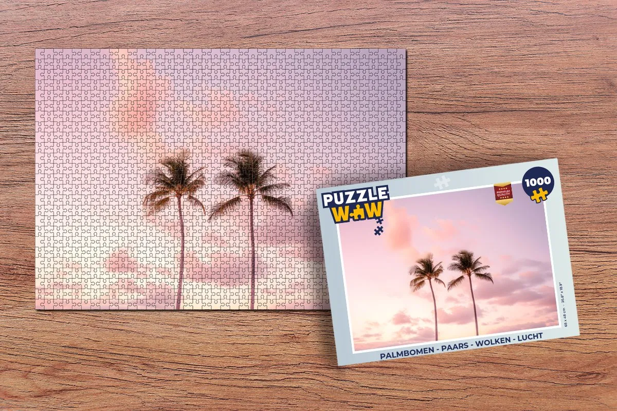 PuzzleWow Legpuzzel Palmbomen 1000 Stuks - Paars