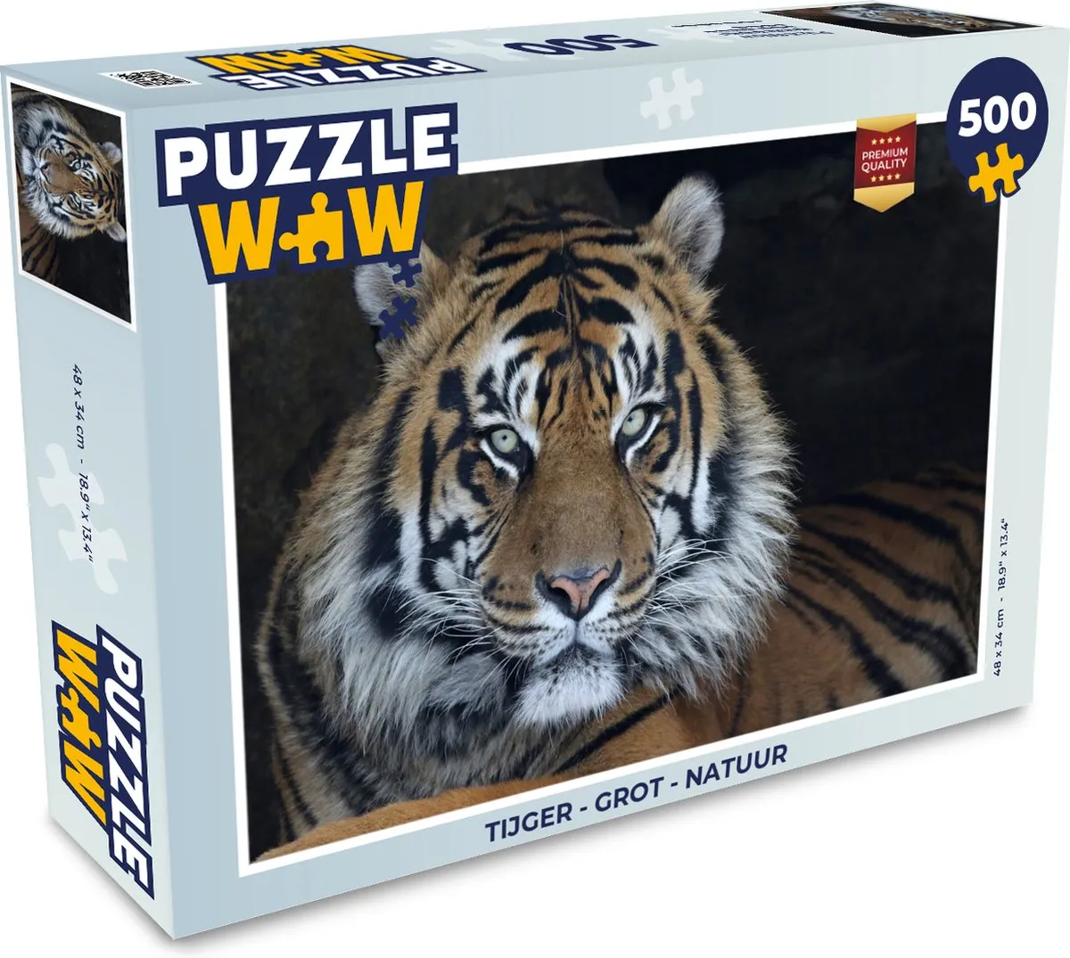 PuzzleWow Tijger Grot Legpuzzel 500 Stuks - Multicolor