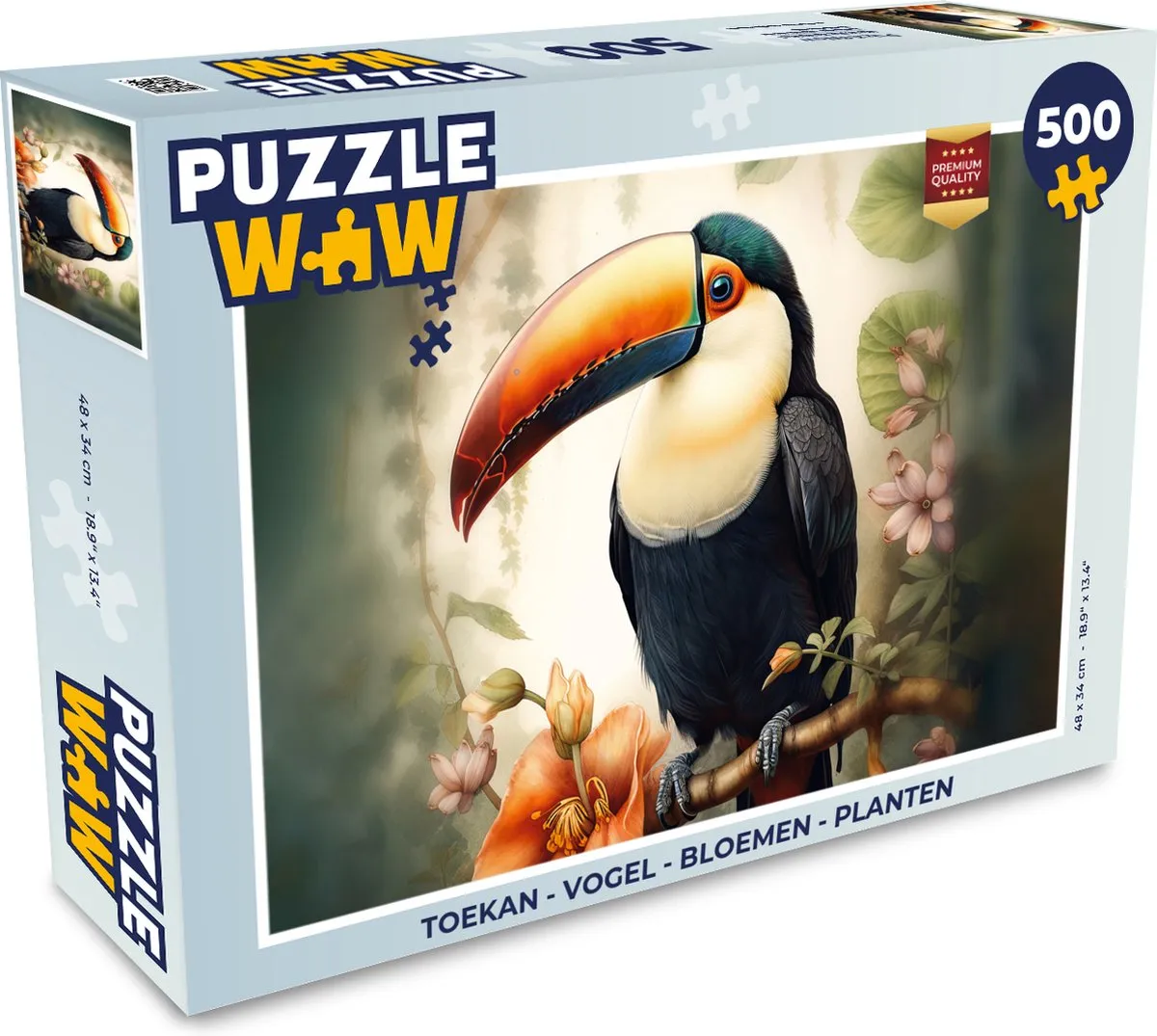 PuzzleWow Toekan Legpuzzel 500 Stuks - Multicolor