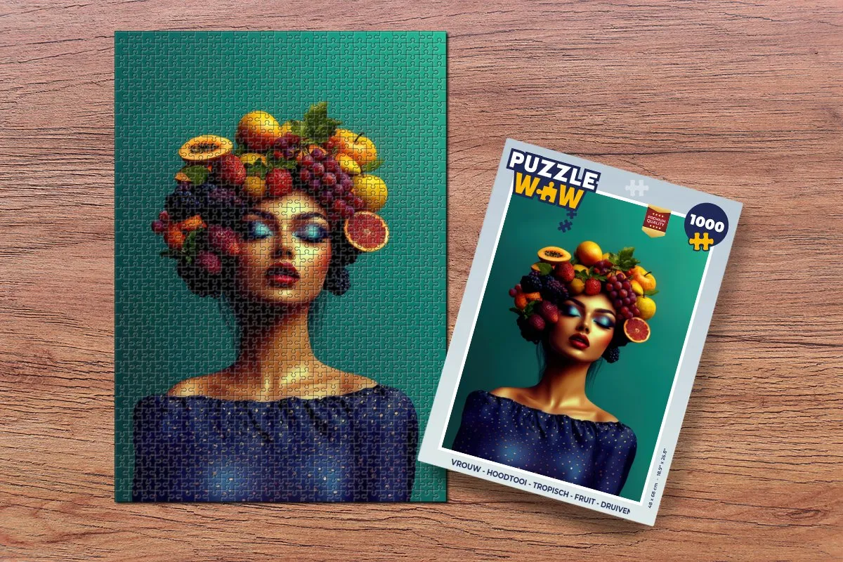 PuzzleWow Vrouw Hoodtooi Tropisch Fruit Legpuzzel 1000 Stuks