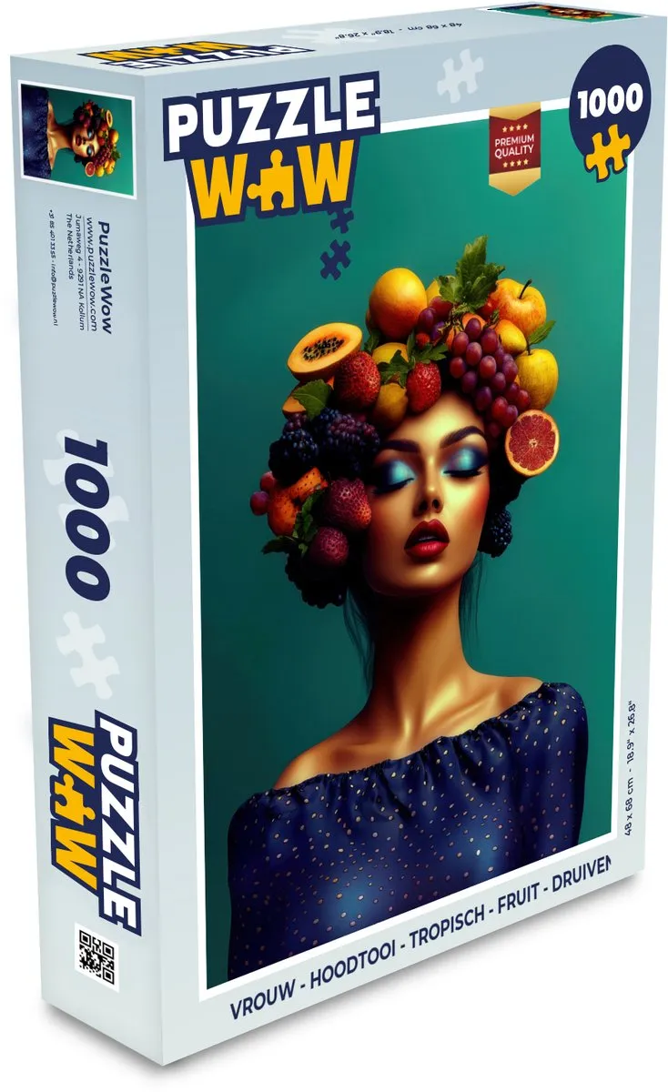 PuzzleWow Vrouw Hoodtooi Tropisch Fruit Legpuzzel 1000 Stuks