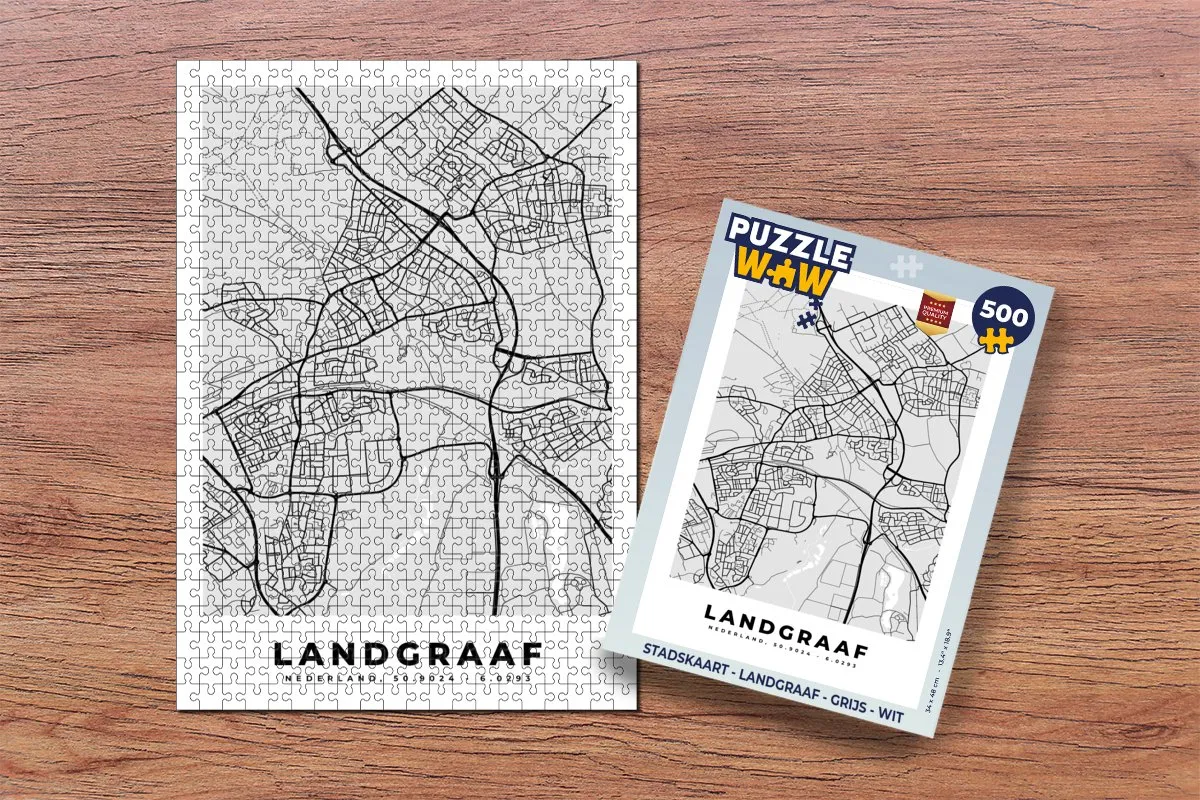 PuzzleWow Stadskaart Landgraaf Legpuzzel 500 Stuks - Multicolor