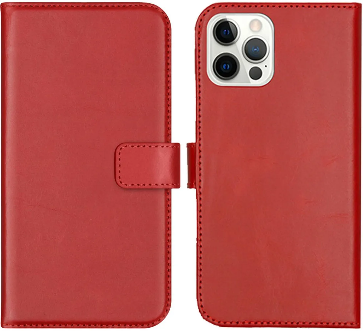 Selencia Hoesje iPhone 12 Pro Bookcase - Rood - 3 Pasjes