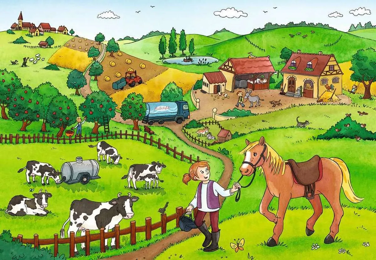 Ravensburger Drukte op de Boerderij Puzzel - 24 Stuks