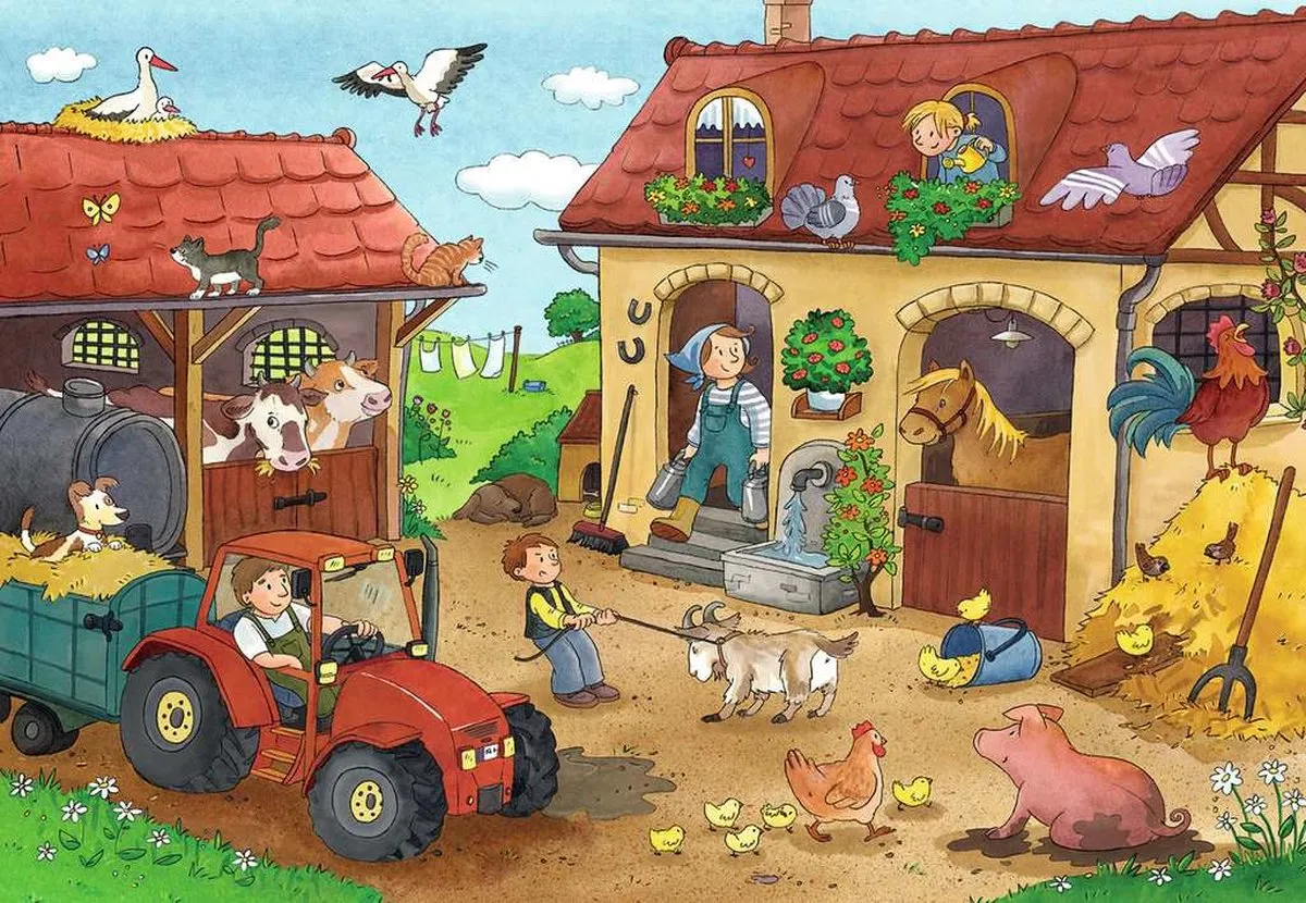 Ravensburger Drukte op de Boerderij Puzzel - 24 Stuks