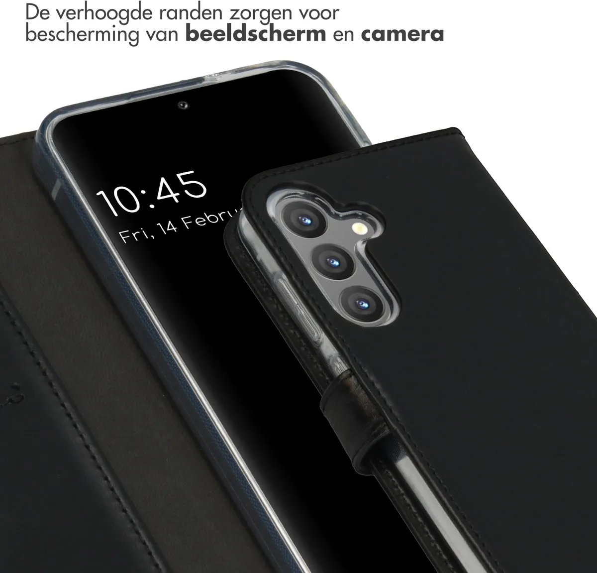 Selencia Hoesje Samsung Galaxy S24 - Echt Lederen Bookcase 3 Stuks - Zwart