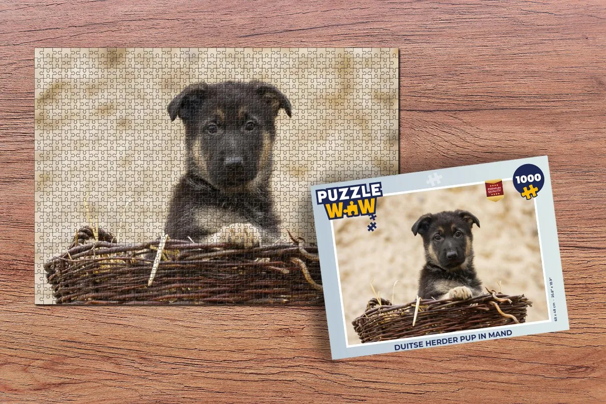 PuzzleWow Duitse Herder Pup Legpuzzel 1000 Stuks - Multicolor