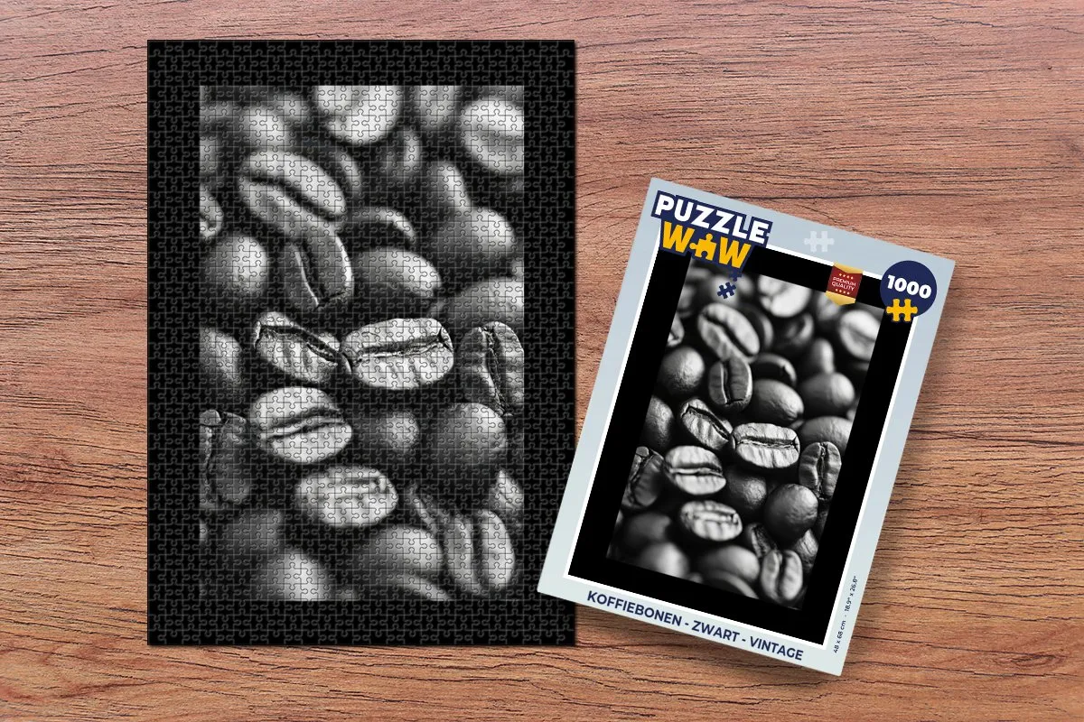 PuzzleWow Koffiebonen - Zwart Legpuzzel 1000 Stuks