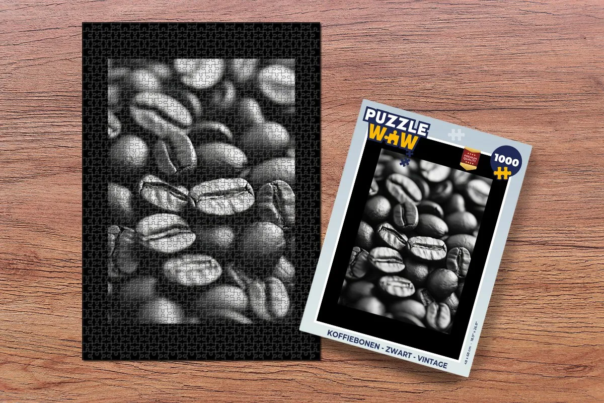 PuzzleWow Koffiebonen - Zwart Legpuzzel 1000 Stuks
