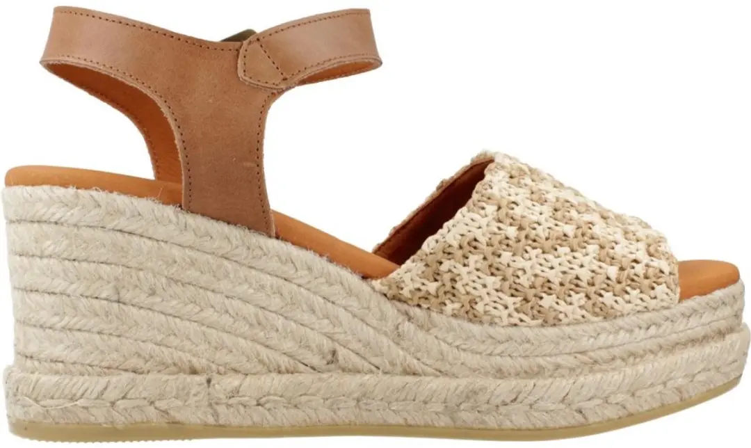 Dames espadrille met hoge sleehak van stof