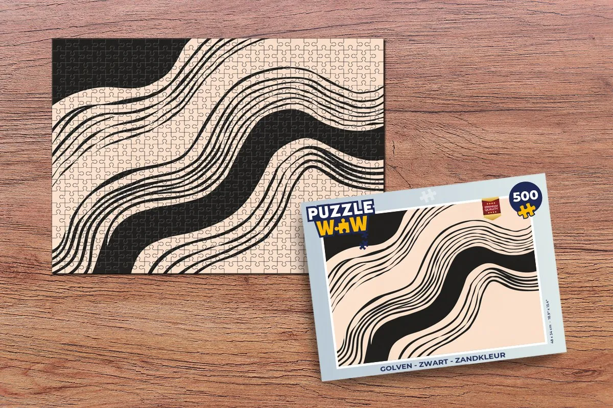PuzzleWow Golven Legpuzzel 500 Stuks - Zwart/Zandkleur