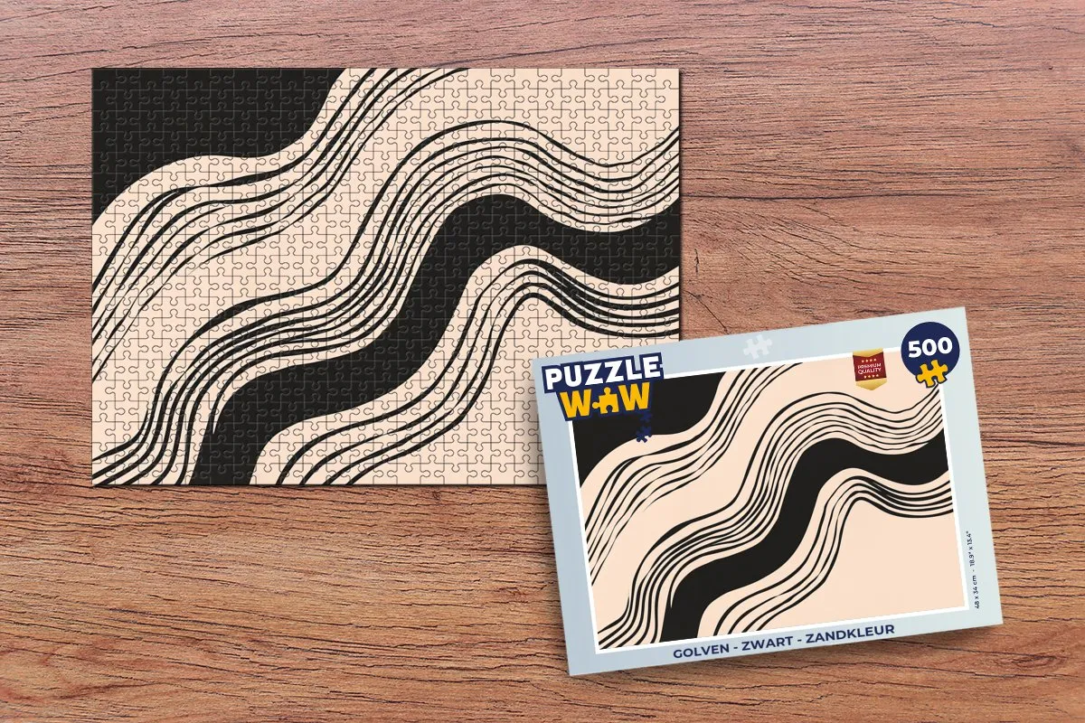 PuzzleWow Golven Legpuzzel 500 Stuks - Zwart/Zandkleur