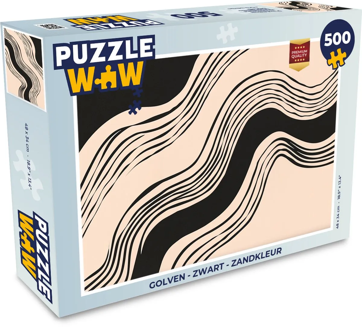 PuzzleWow Golven Legpuzzel 500 Stuks - Zwart/Zandkleur