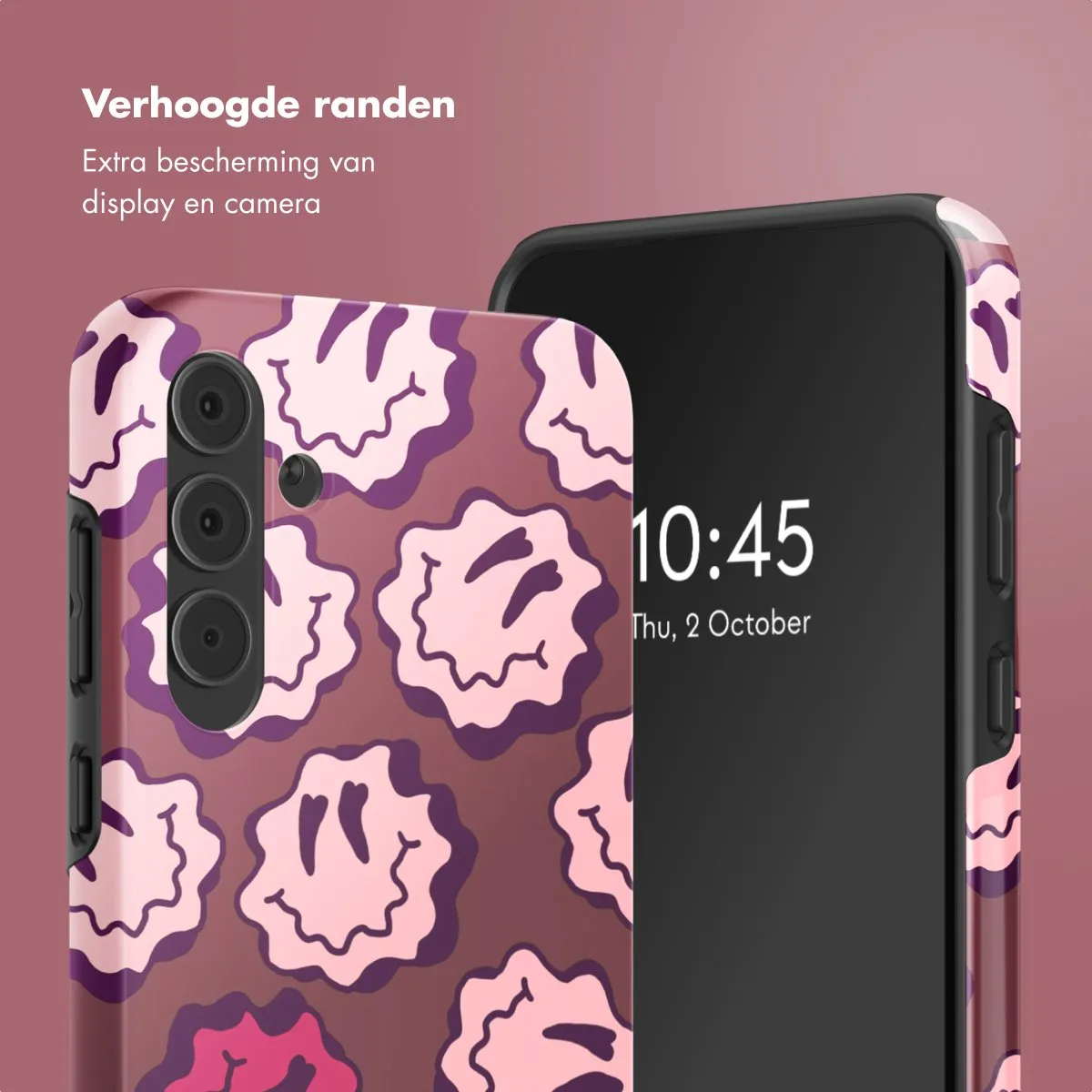 Selencia Hoesje Samsung Galaxy A55 - Wavy Smiley Pink - afbeelding 6 van 6