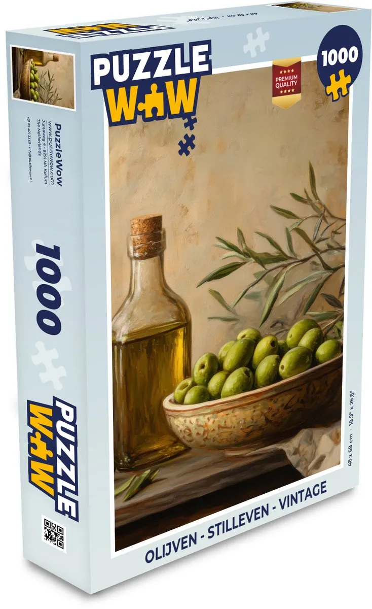 PuzzleWow Legpuzzel 1000 Stuks - Olijven Stilleven