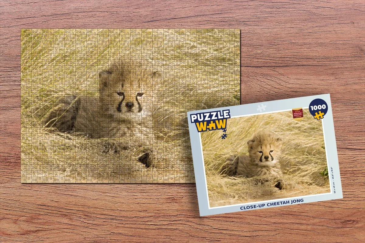 PuzzleWow Cheeta Jong Gras Legpuzzel 1000 Stuks - Multicolor