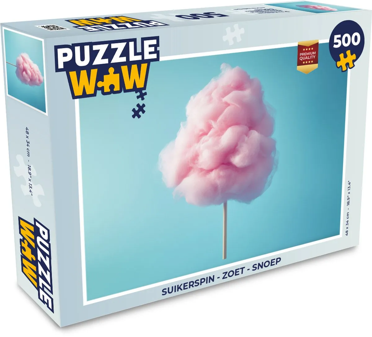 PuzzleWow Suikerspin Legpuzzel 500 Stuks - Roze/Blauw