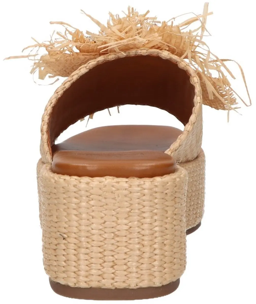 La Strada Platform Sandaal Beige Raffia