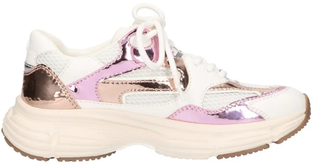La Strada Sneaker Wit Roze Textiel