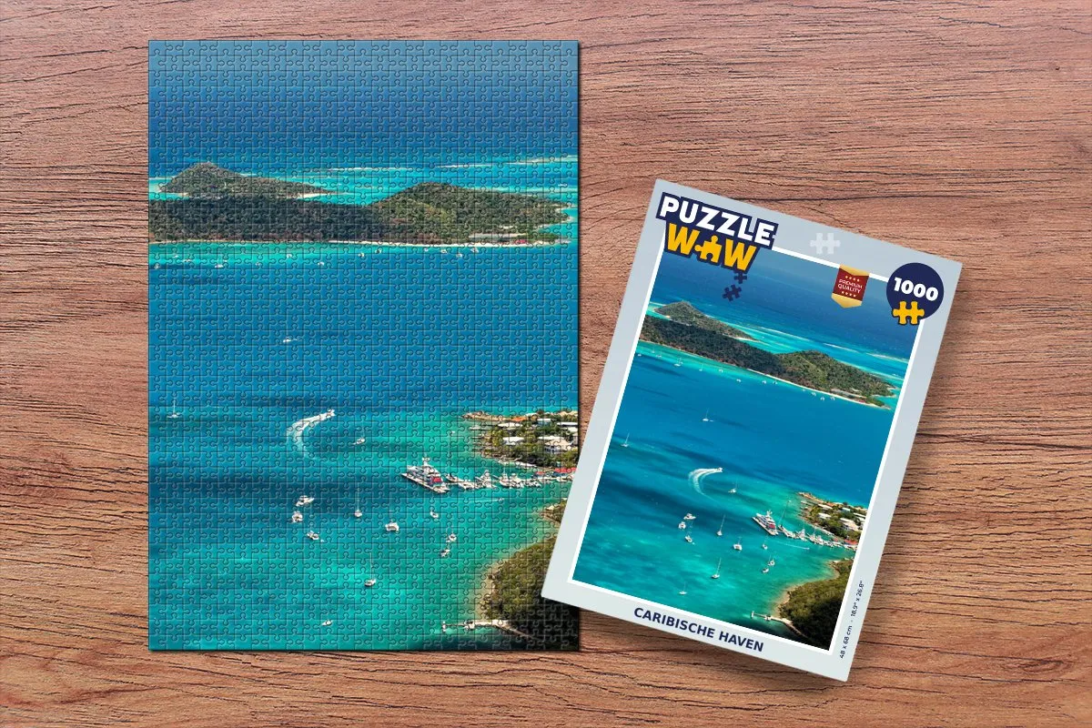 PuzzleWow Caribische Haven Legpuzzel 1000 Stuks - Multicolor