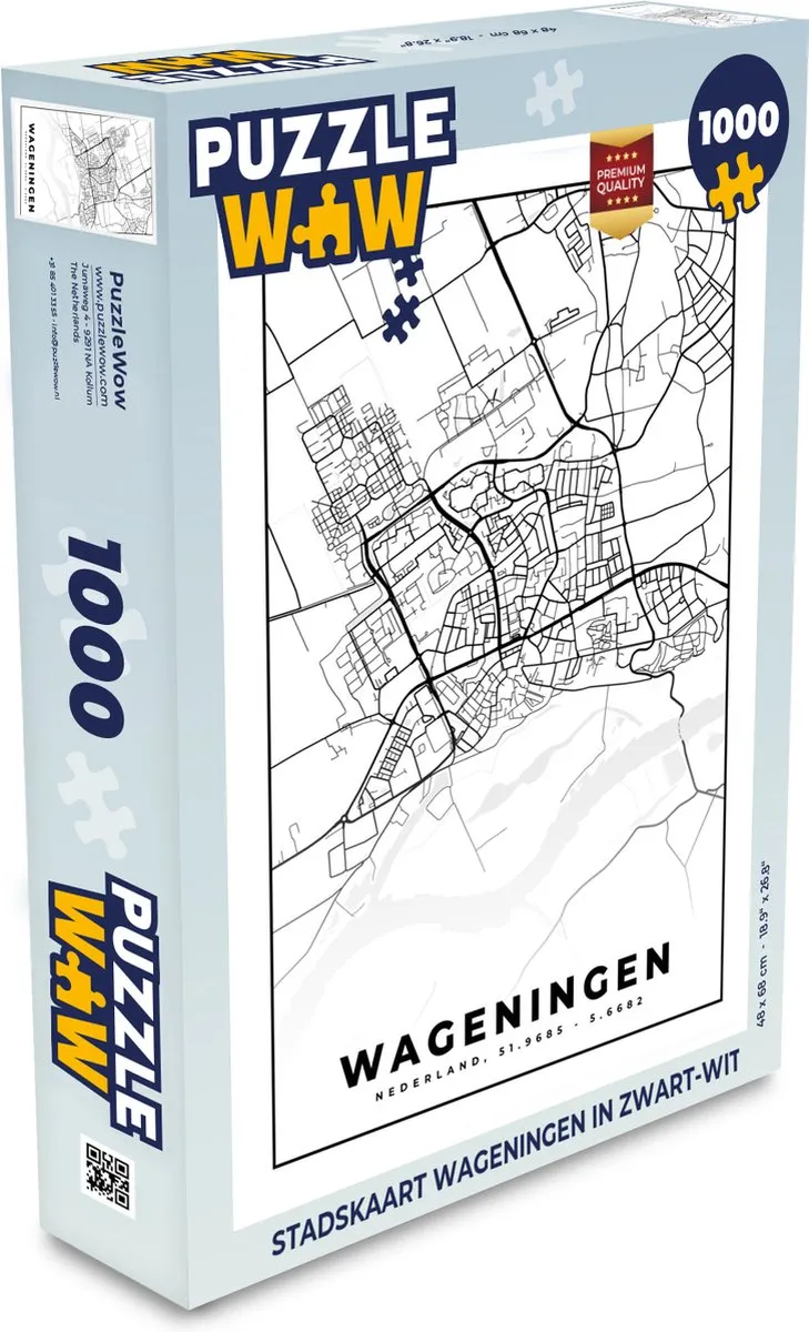 PuzzleWow Stadskaart Wageningen Legpuzzel 1000 Stuks