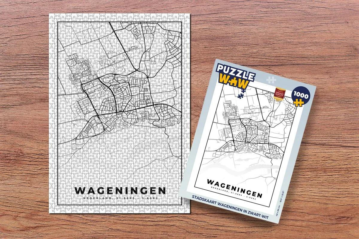 PuzzleWow Stadskaart Wageningen Legpuzzel 1000 Stuks - Multicolor