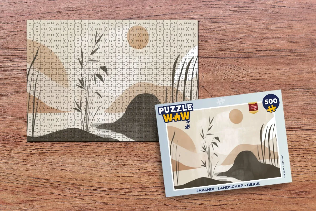 PuzzleWow Japandi Landschap Legpuzzel 500 Stuks - Beige