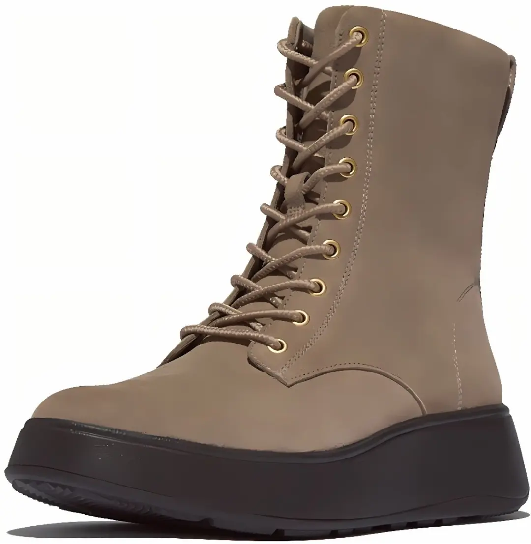 FitFlop F-Mode Suede Lace-Up Flatform Ankle Boots