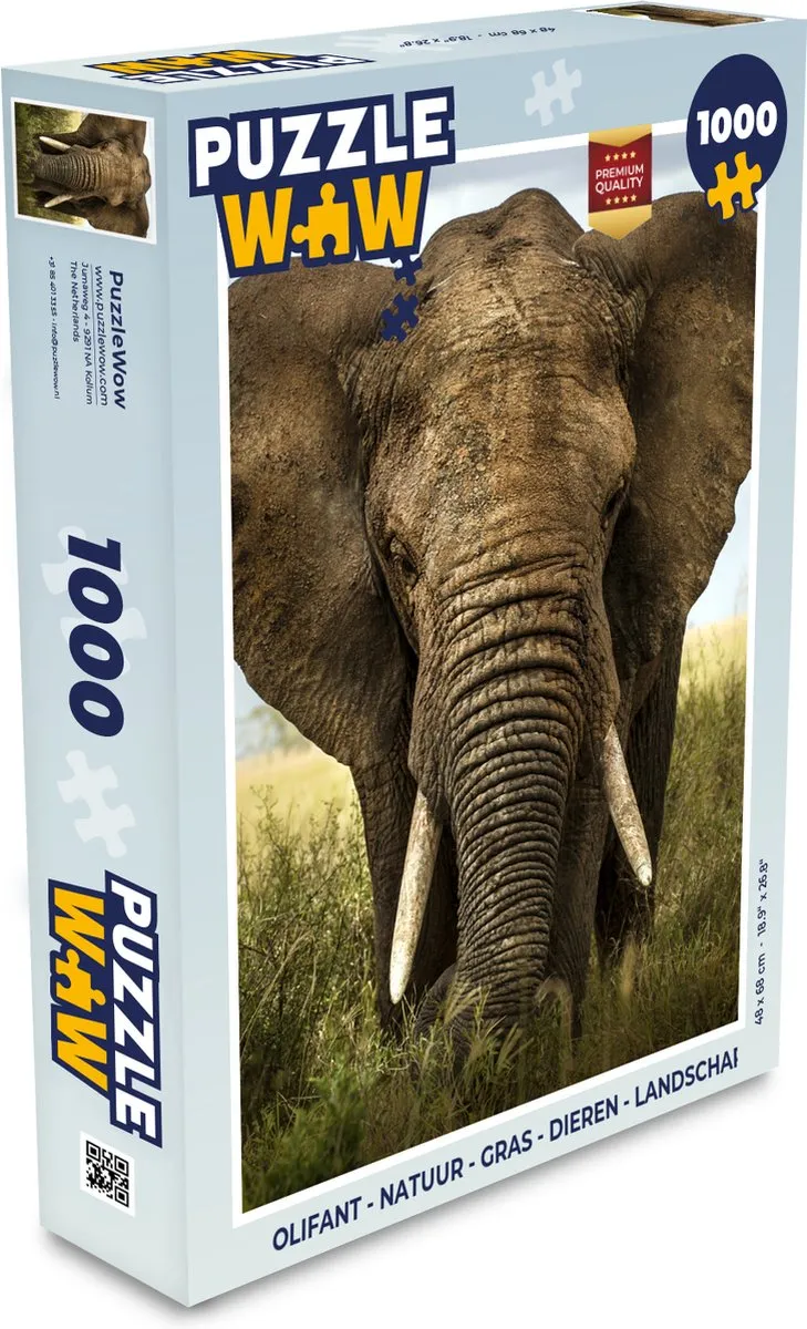 PuzzleWow Olifant Natuur Legpuzzel 1000 Stuks