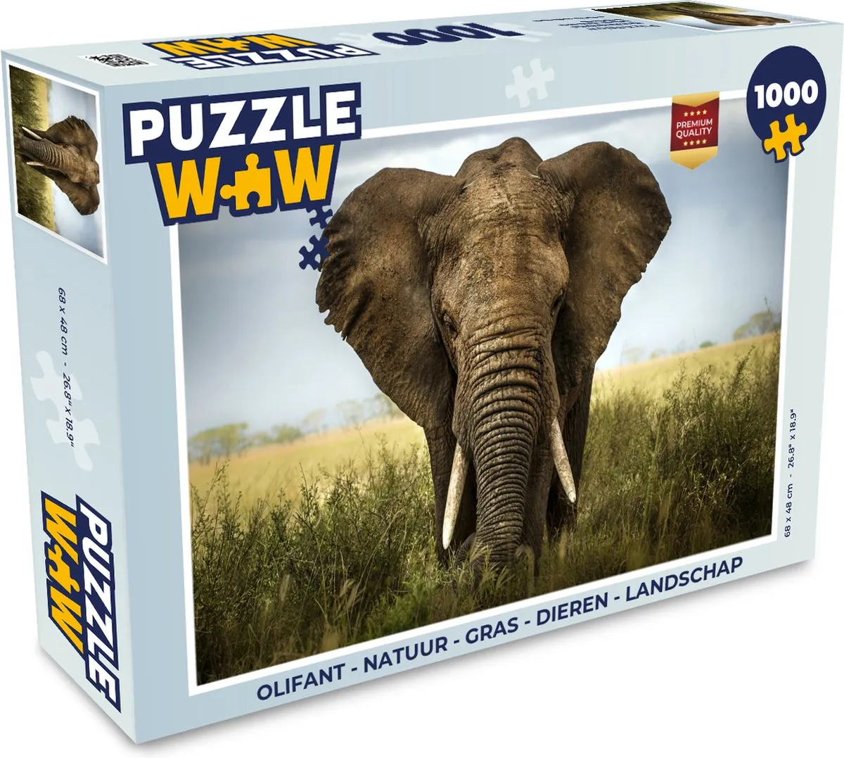 PuzzleWow Olifant Natuur Legpuzzel 1000 Stuks - Multicolor