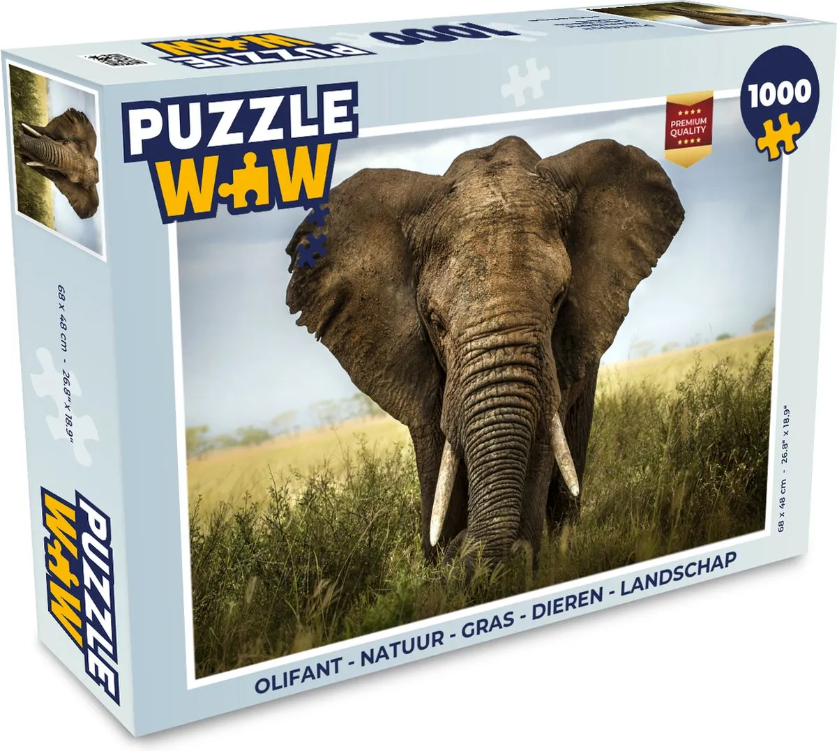 PuzzleWow Olifant Natuur Legpuzzel 1000 Stuks - Multicolor