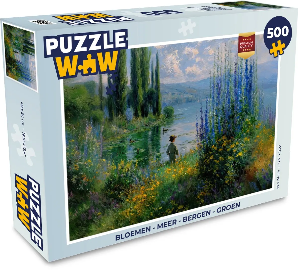 PuzzleWow Bloemen Meer Bergen Legpuzzel 500 Stuks