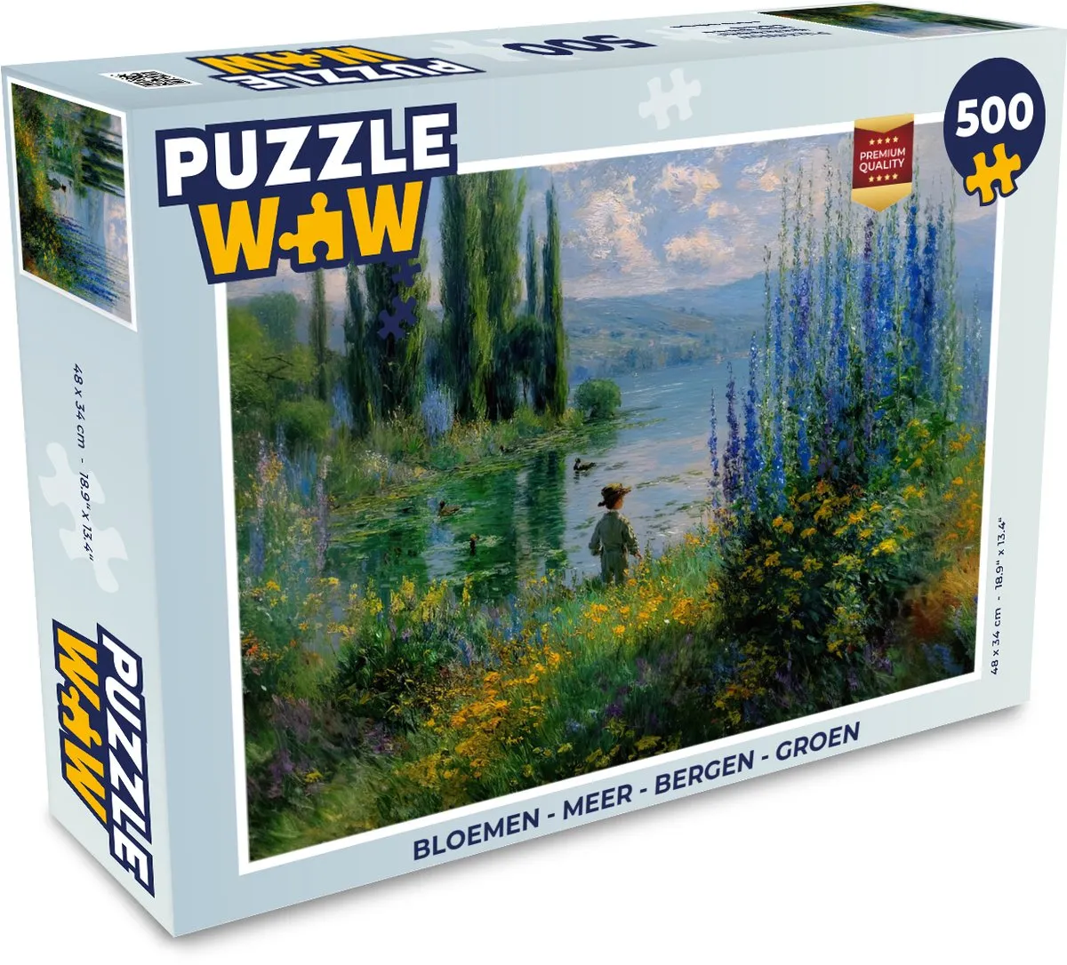PuzzleWow Bloemen Meer Bergen Legpuzzel 500 Stuks