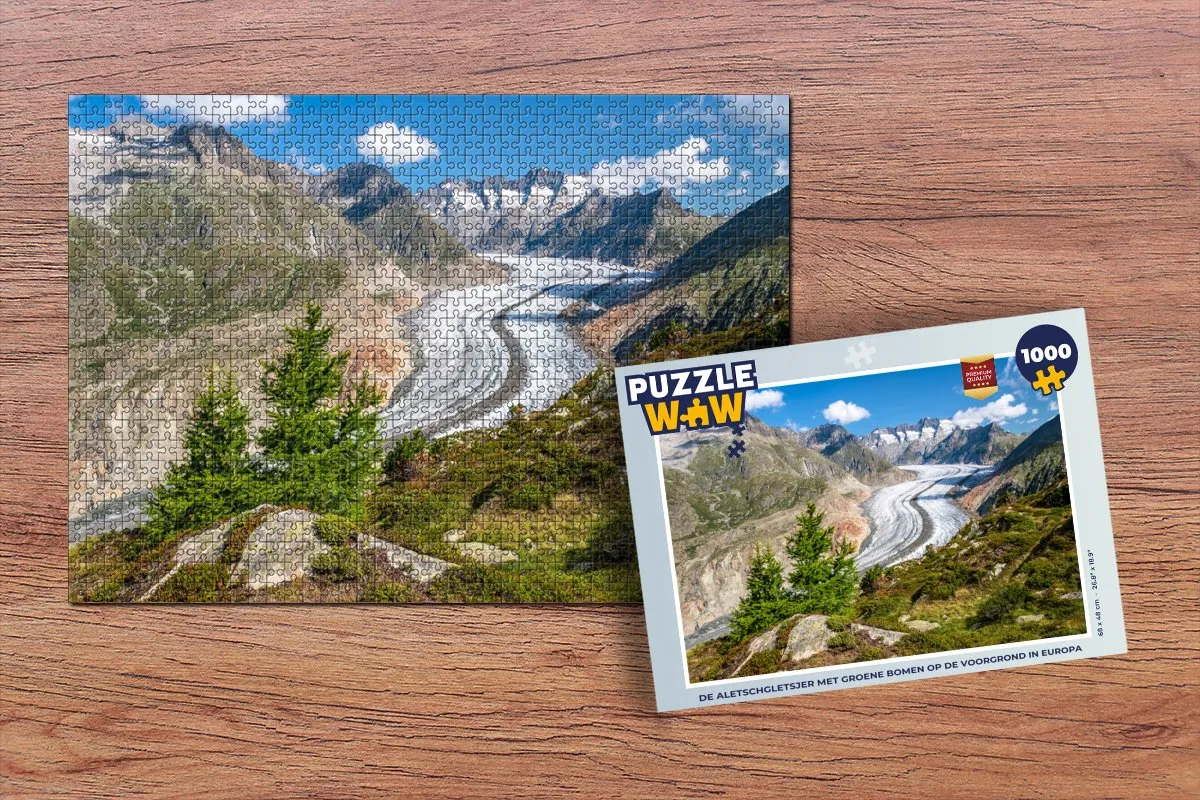 PuzzleWow Legpuzzel De Aletschgletsjer 1000 Stuks - Multicolor