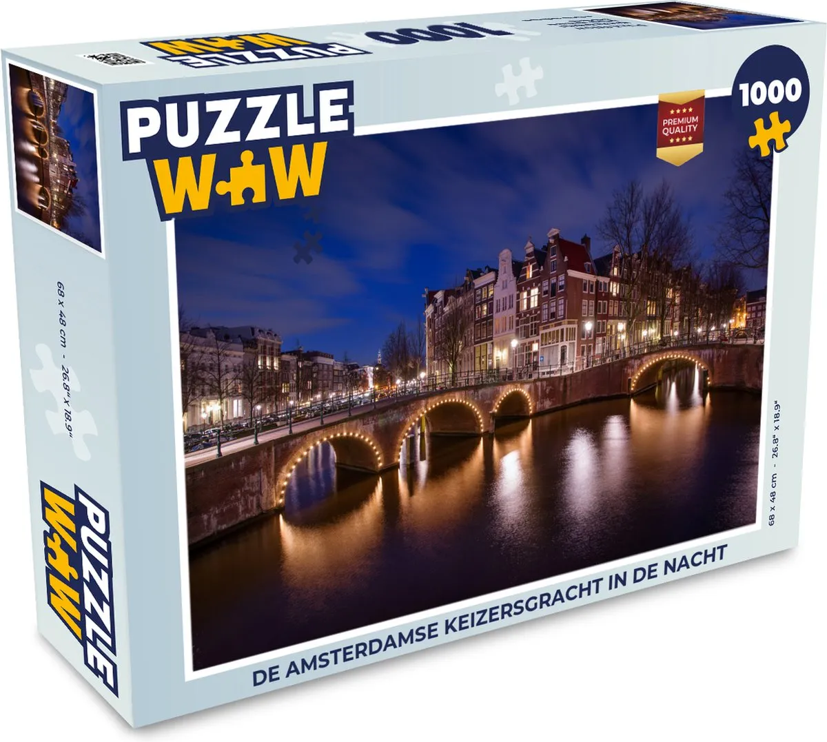 PuzzleWow Amsterdamse Keizersgracht Nacht Legpuzzel 1000 Stuks