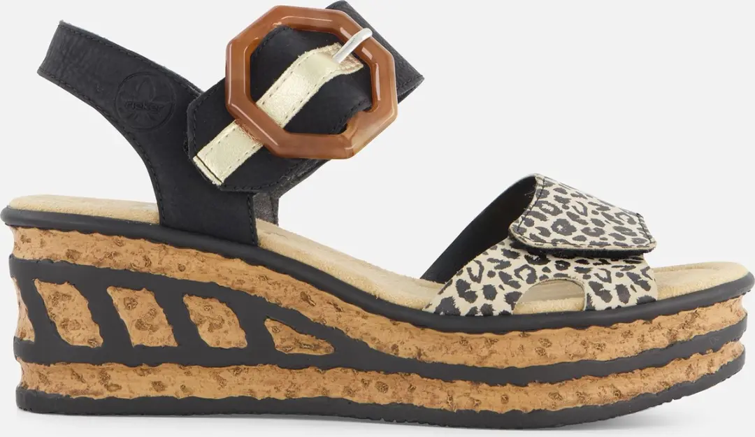 Rieker T60 Leopard Sandalen zwart Synthetisch