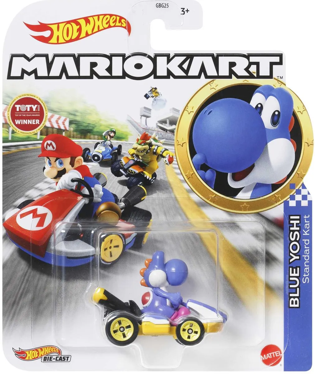 Hot Wheels Mario Kart Yoshi Standard Kart GRN23 - Auto 3 jaar - Multicolor