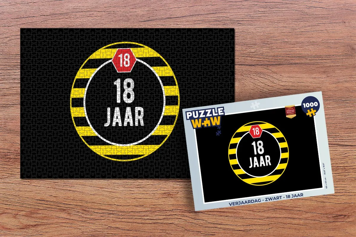 PuzzleWow Verjaardag Legpuzzel 1000 Stuks - 18 Jaar