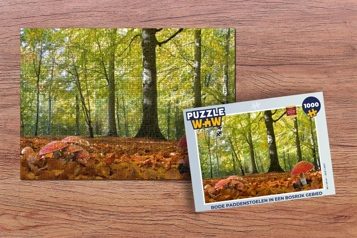 PuzzleWow Legpuzzel Rode Paddenstoelen Bos 1000 Stuks - Multicolor