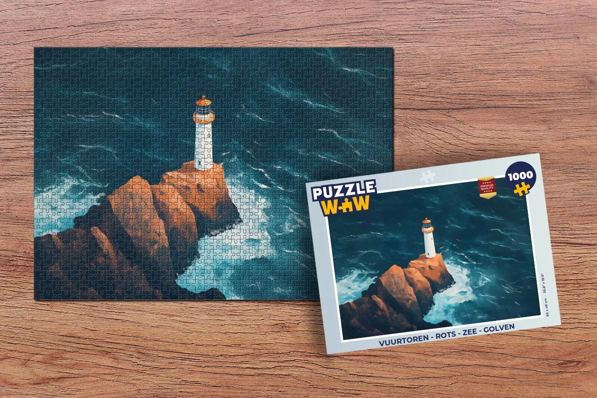 PuzzleWow Vuurtoren Puzzel 1000 Stuks - Vuurtoren/Rots/Zee