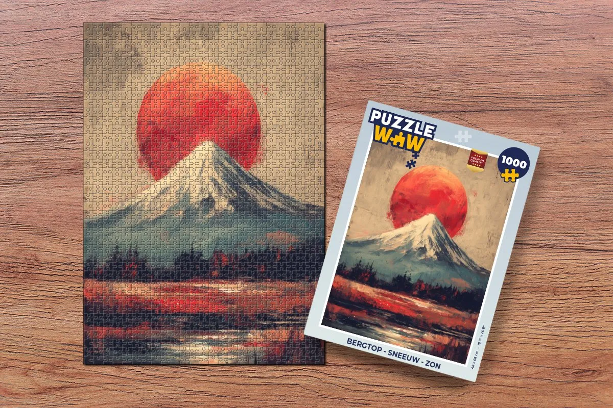 PuzzleWow Bergtop - Sneeuw - Zon Legpuzzel 1000 Stukjes